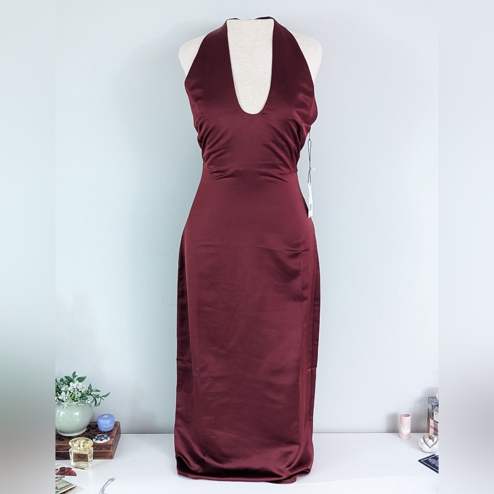 Jason Wu Satin Halter Neck Midi Dress